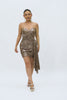 Sparkly Khaki Leopard Printed Sequin Tight Short Homecoming Dress