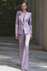 Lilac Floral Satin 2 Piece Peak Lapel Business Suits