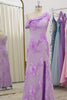 Yellow One Shoulder Long Mermaid Floral Prom Dress with Slit
