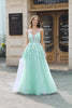 Mint Ball-Gown Off The Shoulder Beaded Prom Dresses With Appliques