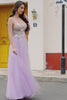 Gorgeous A Line Spaghetti Straps Lilac Long Prom Dress with Appliques