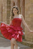 Sparkly Green Corset A Line Short Bow Homecoming Dress with Ruffles