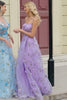 Gorgeous A Line Spaghetti Straps Lilac Long Prom Dress with 3D Flowers