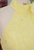 Floral Halter A Line Daffodil Short Backless Homecoming Dress with Beading