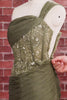 Olive Sequin One Shoulder Tight Short Corset Homecoming Dress with Lace