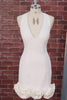 White Halter Neck Tight Short Graduation Dress with 3D Flowers