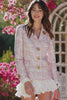 Light Pink Plaid 2 Piece Tweed Notched Lapel Ruffled Homecoming Outfits