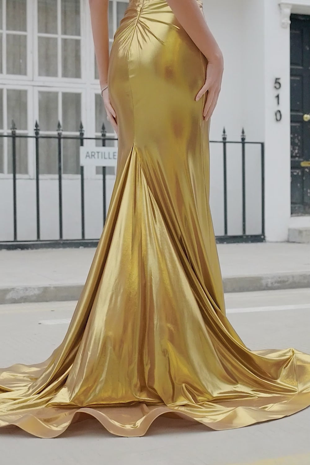 Mermaid Sweetheart Golden Corset Prom Dress with Slit