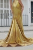 Mermaid Sweetheart Golden Corset Prom Dress with Slit