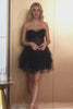 Sparkly Black Strapless Tiered Corset Short Homecoming Dress