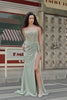 Stylish Lilac Mermaid Pleated Sequin Corset Long Prom Dress With Slit