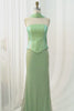 Sparkly Sage Green Neck Scarf Mermaid Long Prom Dress with Beading