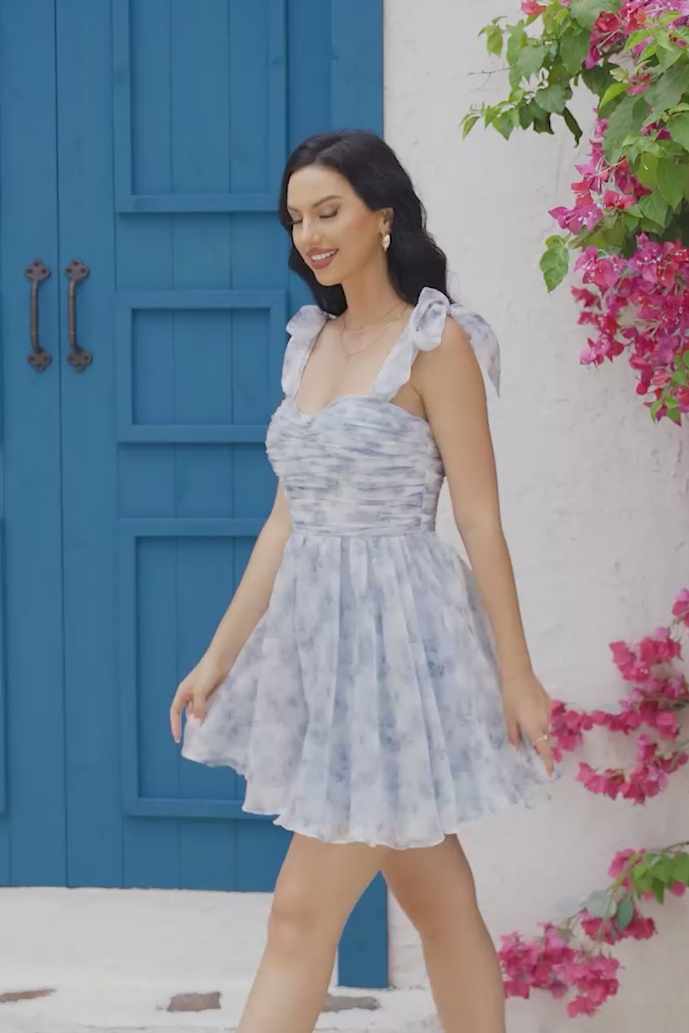 Blue A Line Spaghetti Straps Homecoming Dress