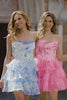 Pink Corset Floral Tiered Sweetheart Short Homecoming Dress with Ruffles