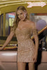 Sparkly Dusty Rose Corset Tight Short Homecoming Dress with Beading