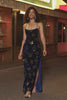 Mermaid Royal Blue Spaghetti Straps Sequins Prom Dress With Slit