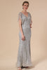 Sparkly Grey Beaded Mermaid Long Evening Dress
