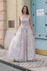 Charming A Line Square Neck Champagne Corset Prom Dress with Appliques