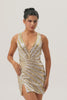 Sparkly Golden V-Neck Beaded Tight Short Homecoming Dress