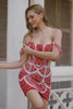 Sparkly Red Off the Shoulder Tight Short Homecoming Dress with Beading
