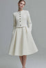 Ivory Tweed 2 Piece Midi Homecoming Outfits with Pockets