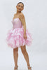 Pink A Line Corset Tiered Short Homecoming Dress with Ruffles