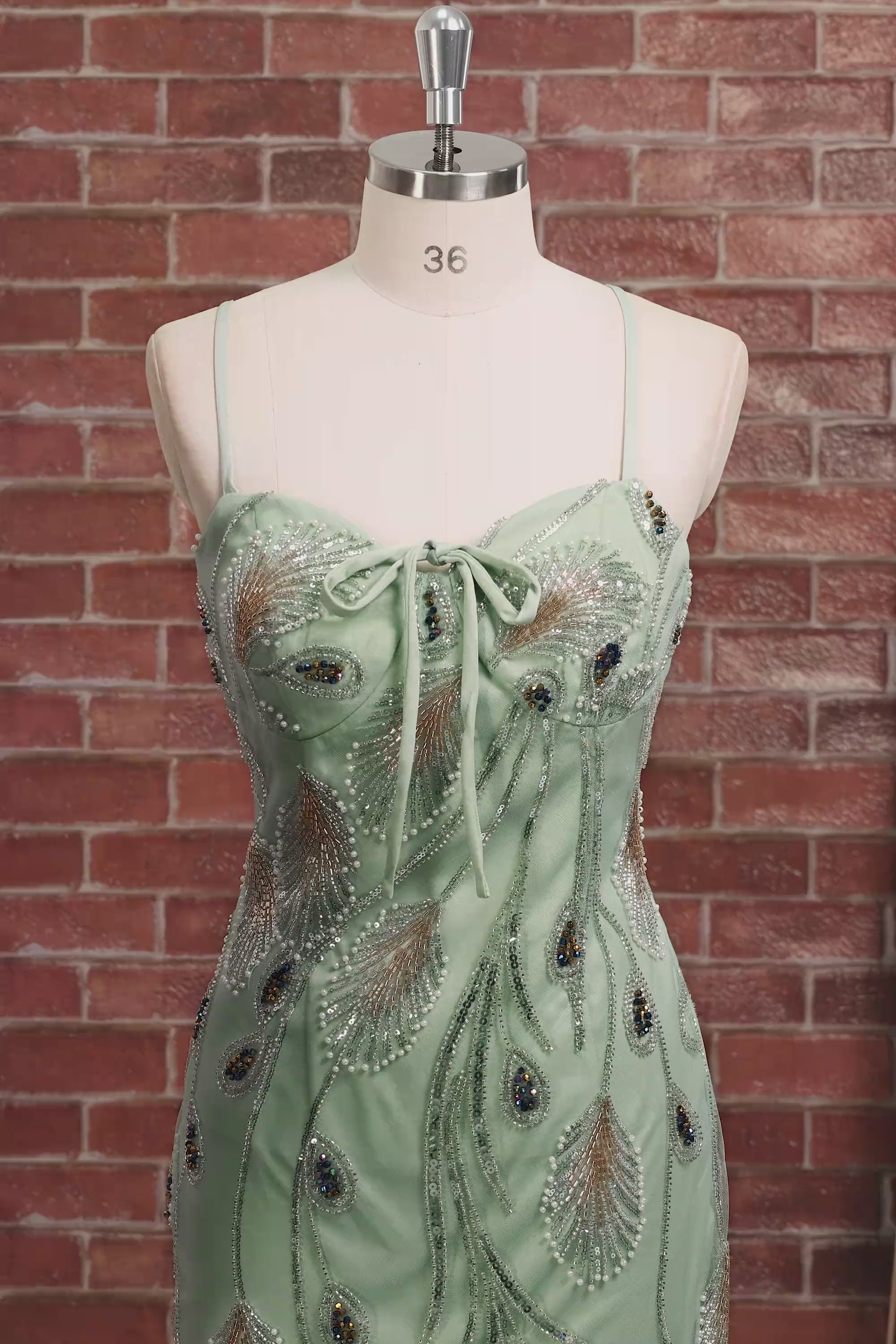 Sage Green Tight Short Beaded Homecoming Dress with Bow