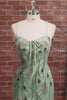Sage Green Tight Short Beaded Homecoming Dress with Bow