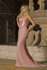 Sparkly Blush Mermaid Sequin Sweetheart Long Corset Prom Dress