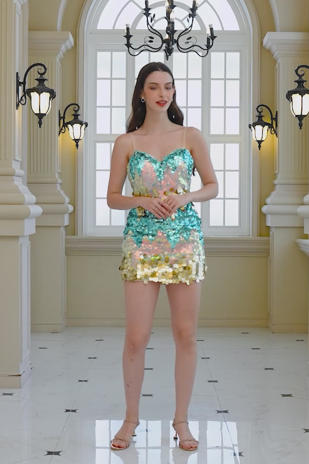 Sparkly Blue Sequined Tight Short Homecoming Dress