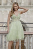 Green Floral Corset A Line Tulle Short Homecoming Dress