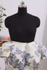 Dusty Blue Round Neck Floral A Line Long Mother of the Bride Dress
