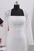 Midi Bodycon Lace Long Sleeves Floral White Boho Wedding Dress
