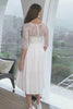 Simple White Lace Sleeves High Low Graduation Dress
