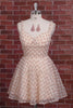 Champagne Sparkly Sequin Short A-Line Homecoming Dress with 3D Flowers