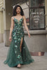 Mermaid Lace-Up Back Dark Green Prom Dress with Appliques