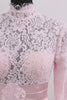 Candy Pink High Neck Long Mother of the Bride Dress with Lace