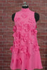 Hot Pink Short Floral High Neck A Line Homecoming Dress