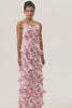 Blush Ruffled Flower Sheath Long Wedding Guest Dress with Slit