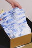 Strapless Ruched White Blue Flower Maxi A Line Wedding Guest Dress with Ruffles
