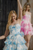 Sparkly Fuchsia Floral Sweetheart Short Corset Homecoming Dress with Sequins