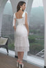 White Bodycon Tiered Engagement Party Dress With Lace