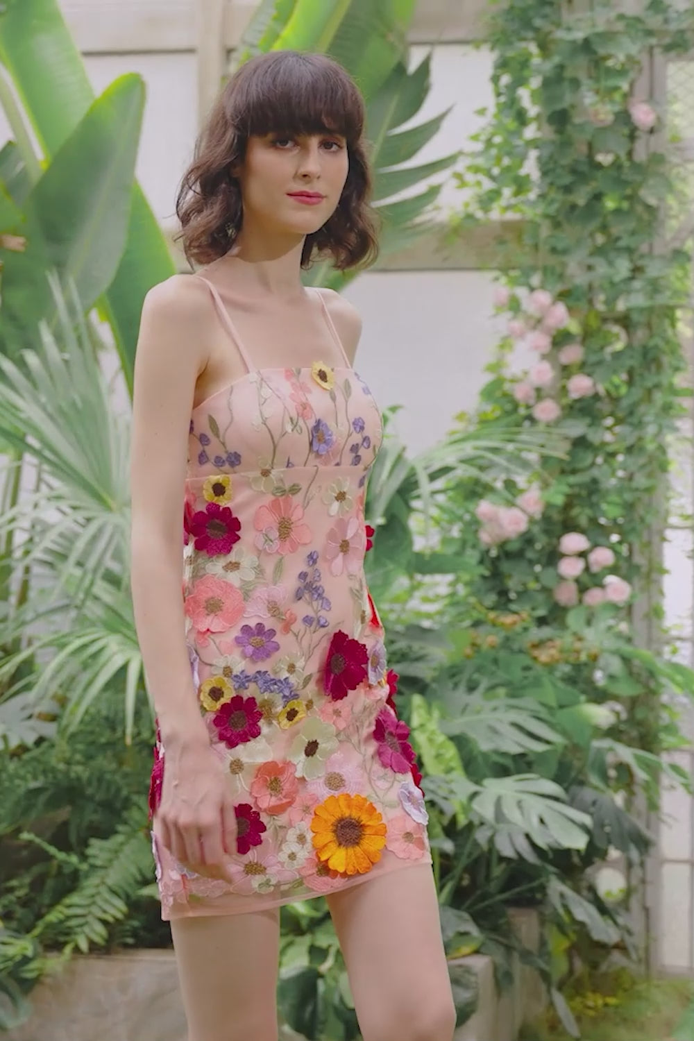 Sheath Spaghetti Straps Blush Homecoming Dress with 3D Flowers