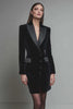 Black Velvet Pencil Shawl Lapel Short Blazer Dress with Sleeves