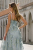 Sparkly Pink Strapless Floral Long Corset Prom Dress with Slit