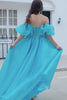 A-Line Blue Corset Prom Dress with Beading