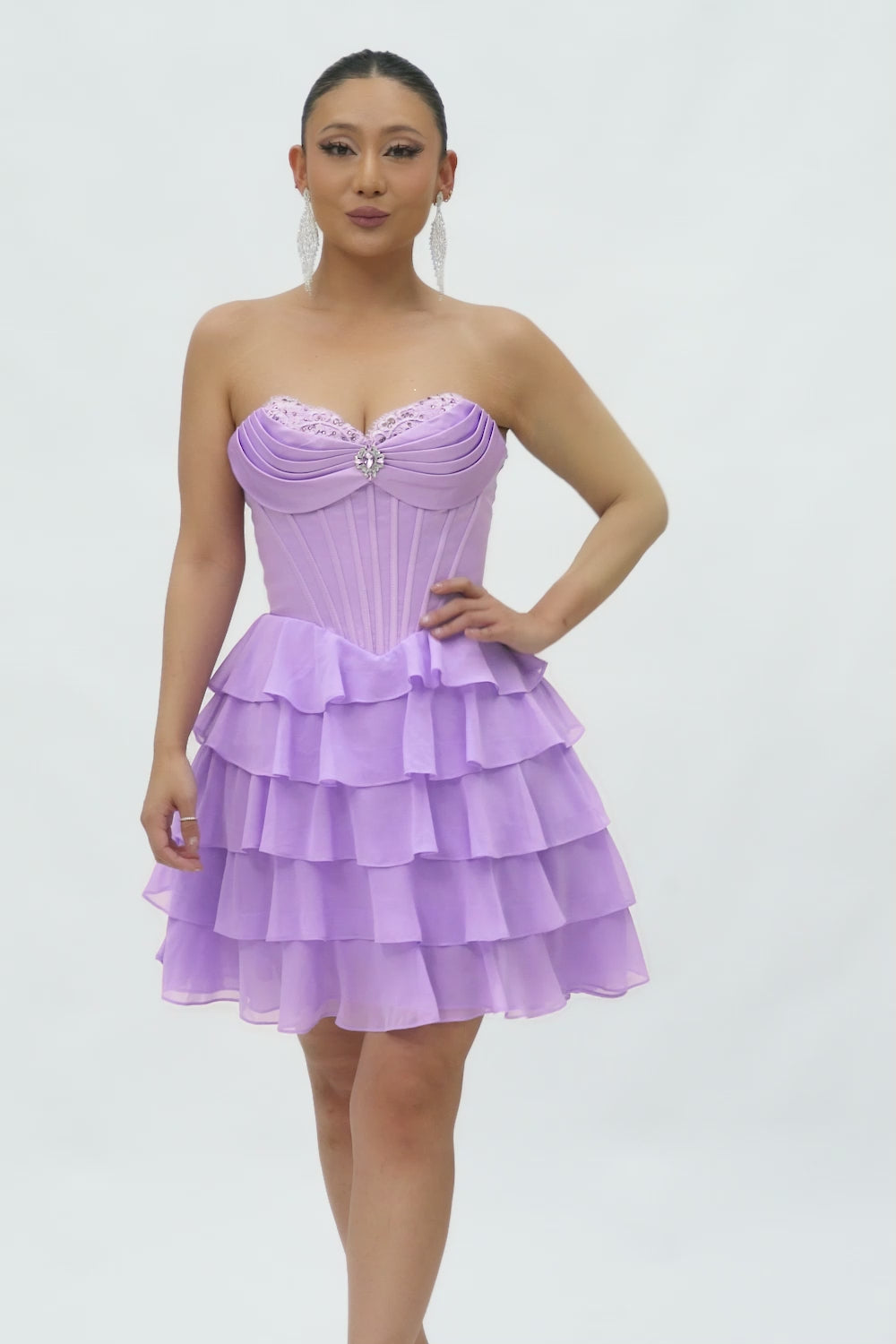 Sparkly Blush Sweetheart Short Corset Homecoming Dress with Ruffles
