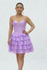 Sparkly Blush Sweetheart Short Corset Homecoming Dress with Ruffles