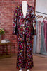 Black Floral 2 Piece Peak Lapel Single Breasted Business Suits with Pockets