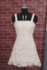 Ivory Sparkly Sequin Floral A Line Short Tight Homecoming Dress
